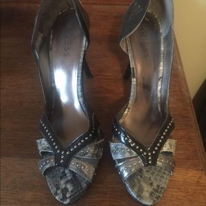 Guess Black/snakeskin heels